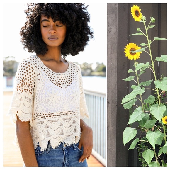 littlegypsie Tops - Diane Crochet Short Sleeve Crop Top